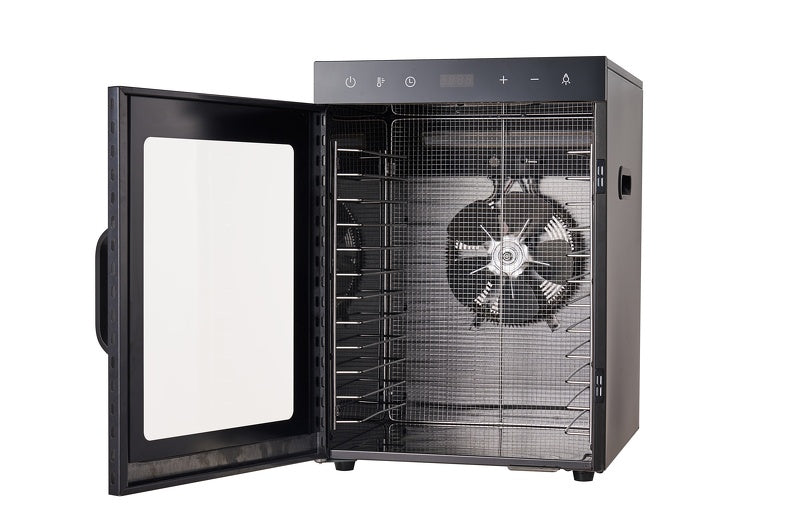 Nieuw! Wartmann 12 laags! Droogoven / WM-2512 DH / 12 laden / zwart roestvrijstaal met droogrek en gratis 3 sets droogvellen ter waarde van 36,- Dehydrator