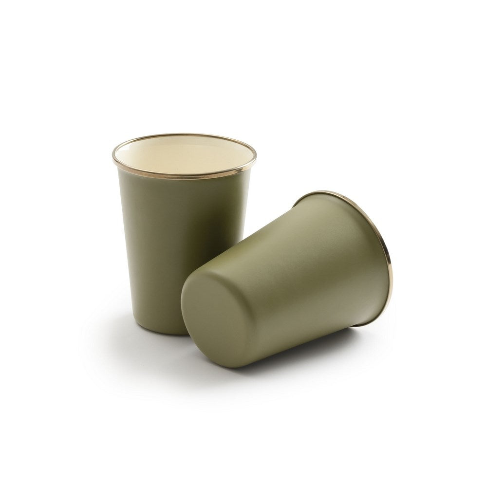 Barebones , theekop TALL CUP/ENAMEL 2-TONE OLIVE