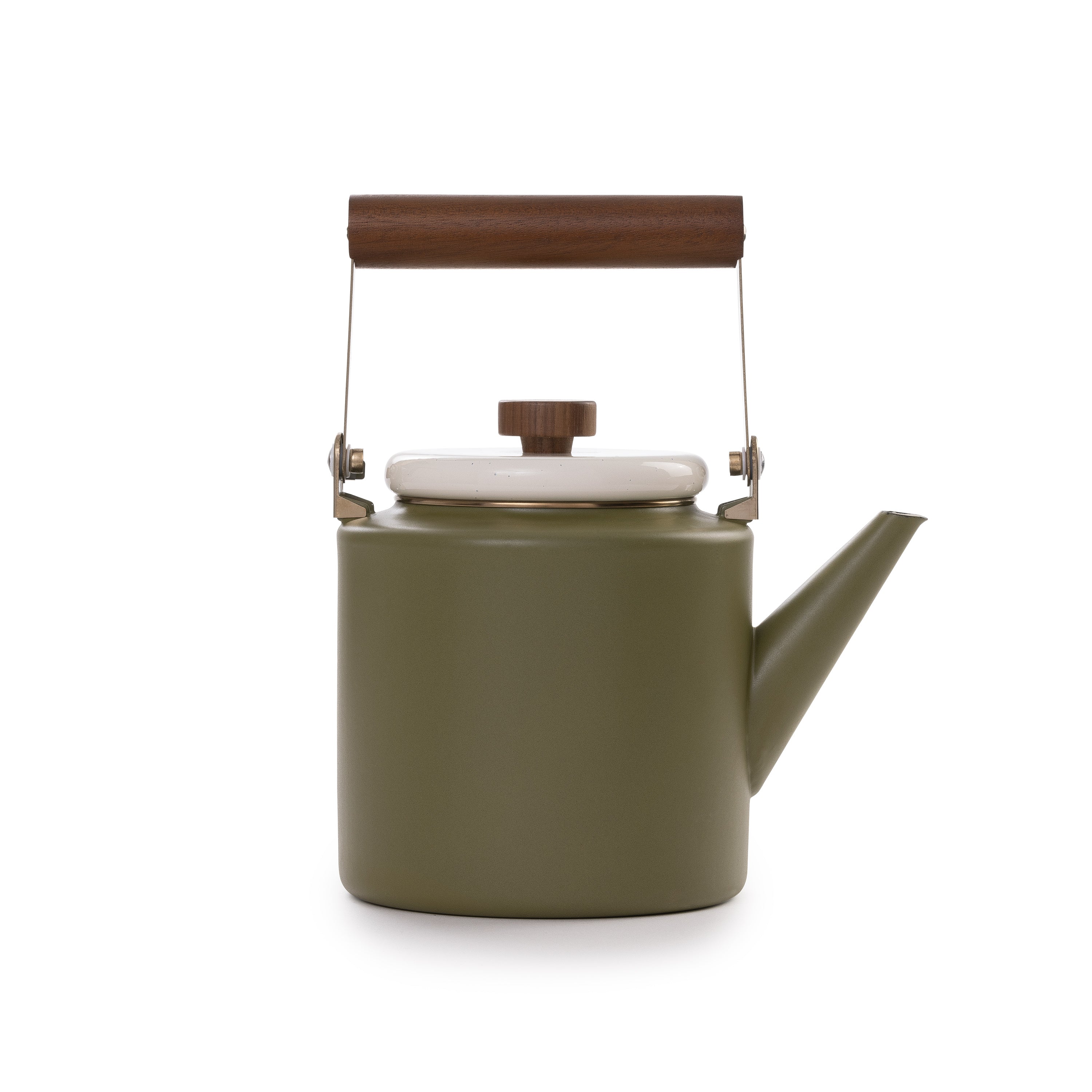 Barebones emaille two tone thee pot ketel olive of indigo