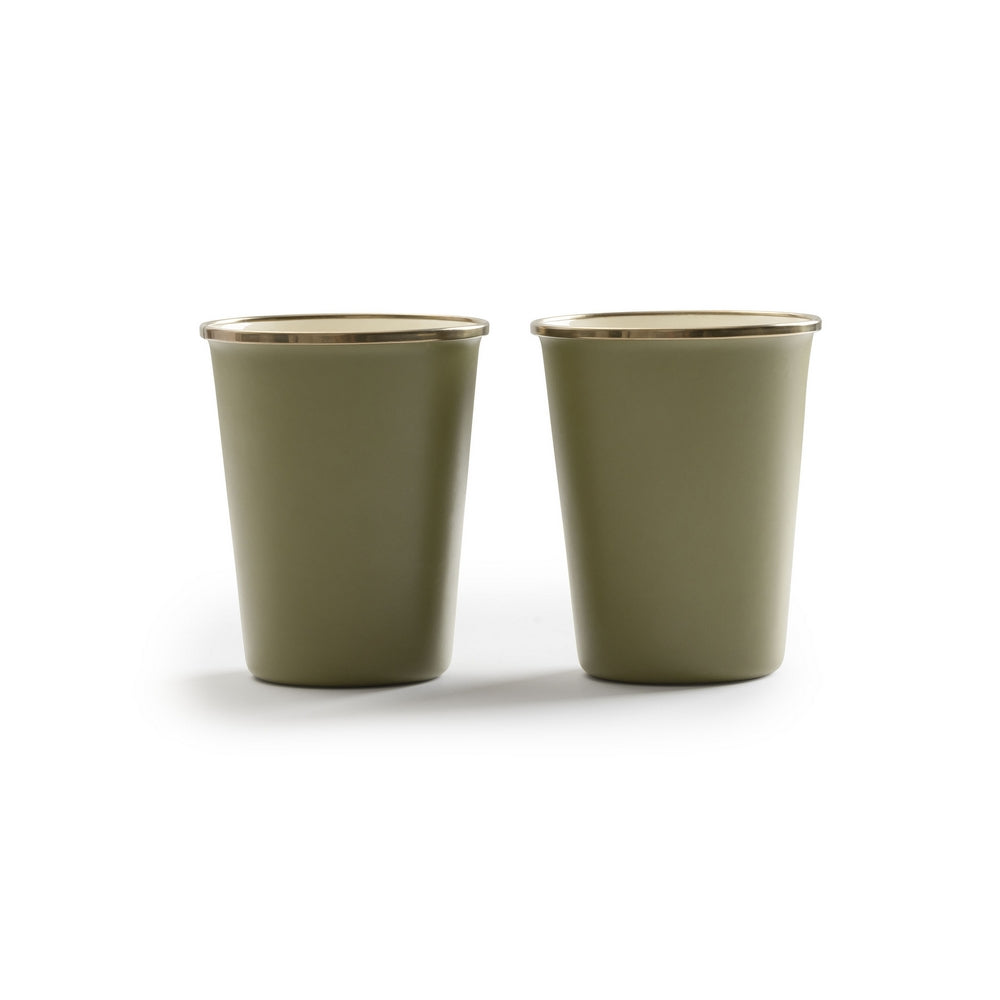 Barebones , theekop TALL CUP/ENAMEL 2-TONE OLIVE