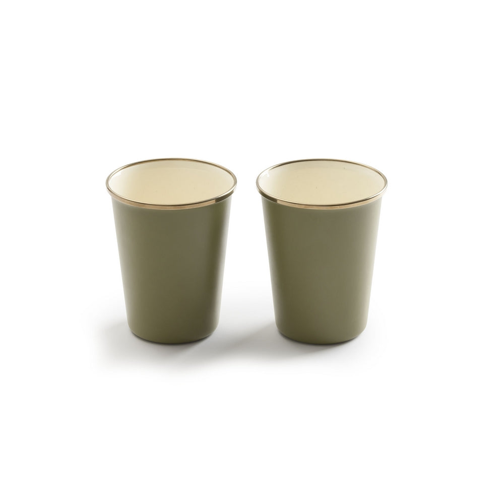 Barebones , theekop TALL CUP/ENAMEL 2-TONE OLIVE