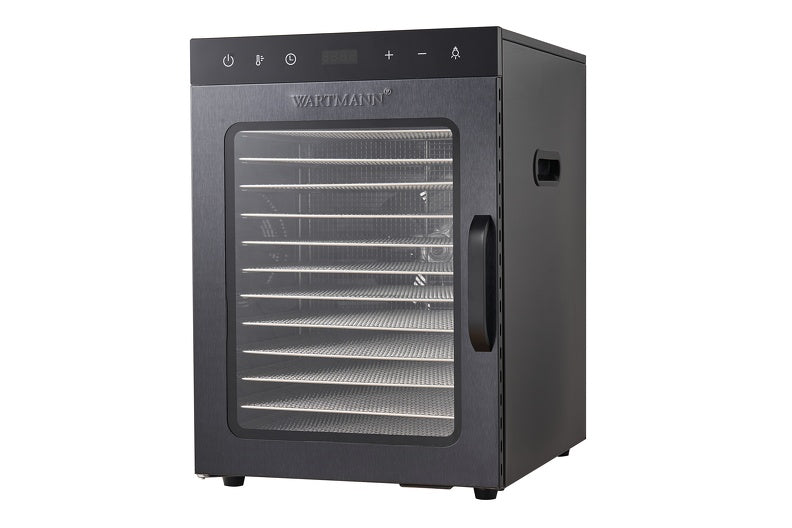 Nieuw! Wartmann 12 laags! Droogoven / WM-2512 DH / 12 laden / zwart roestvrijstaal met droogrek en gratis 3 sets droogvellen ter waarde van 36,- Dehydrator