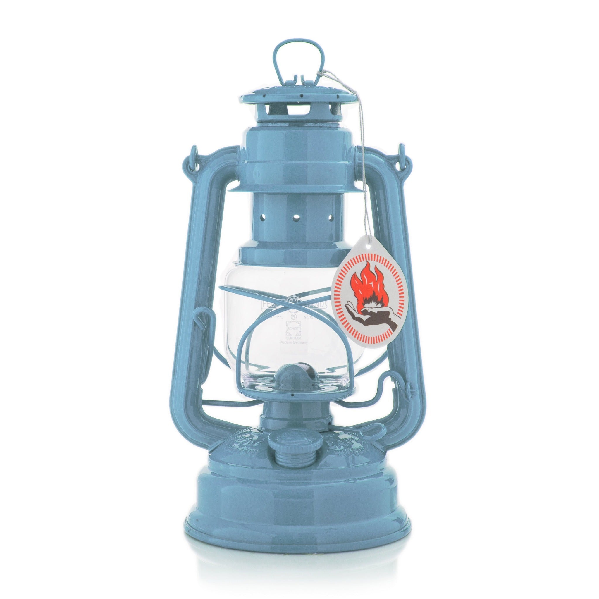 Feuerhand Stormlamp/Olielamp 276 Pastel Blauw Vuurbak.