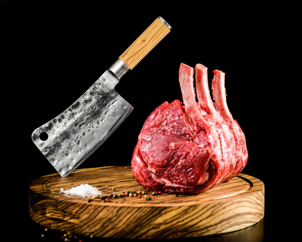 Olive forged asian cleaver. Forged Vuurbak.