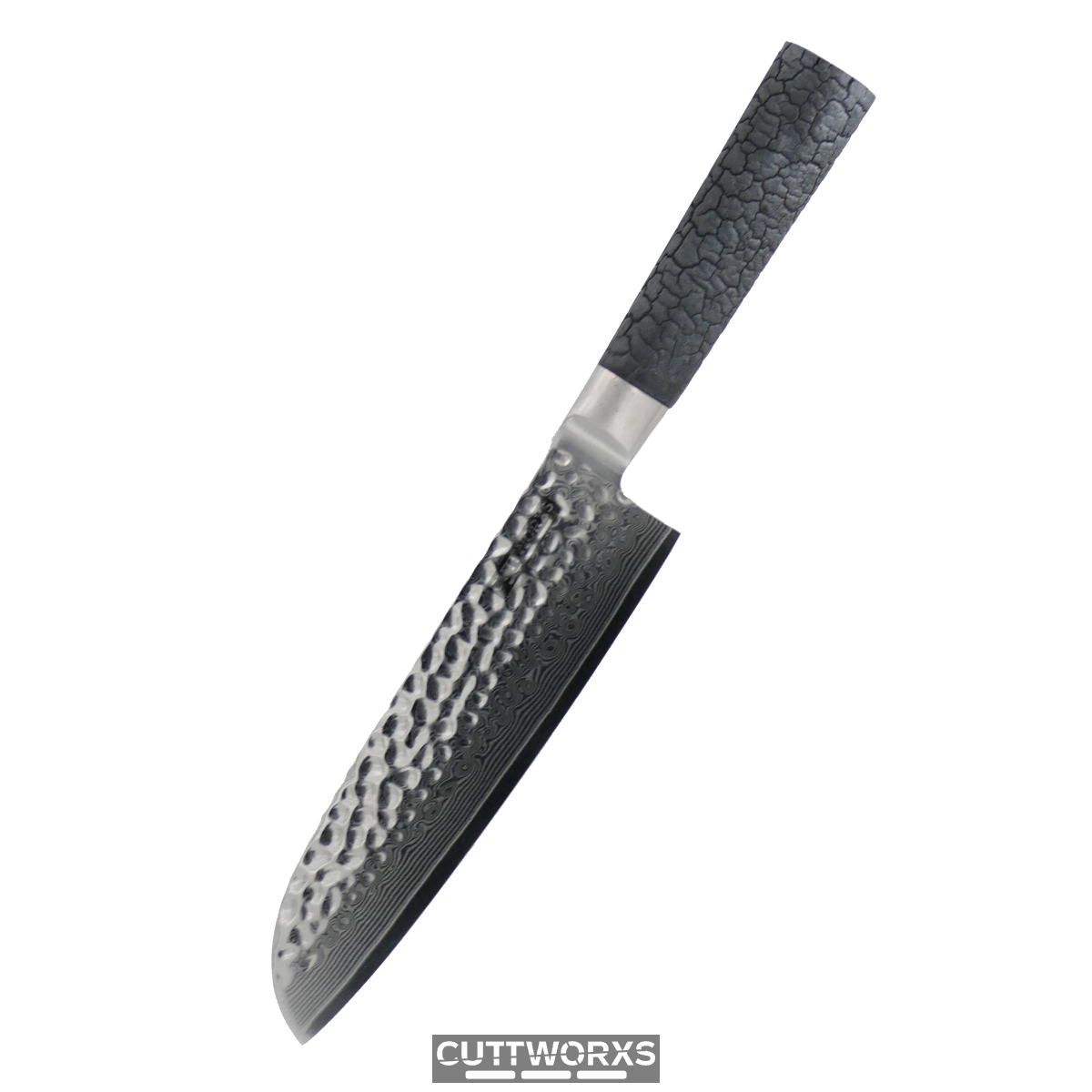 Forged. Cuttworxs Evolution FlameWOOD® Santoku mes Vuurbak.