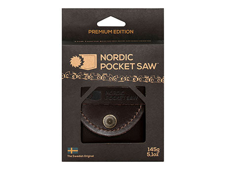The Nordic pocket saw. Premium leer Vuurbak.