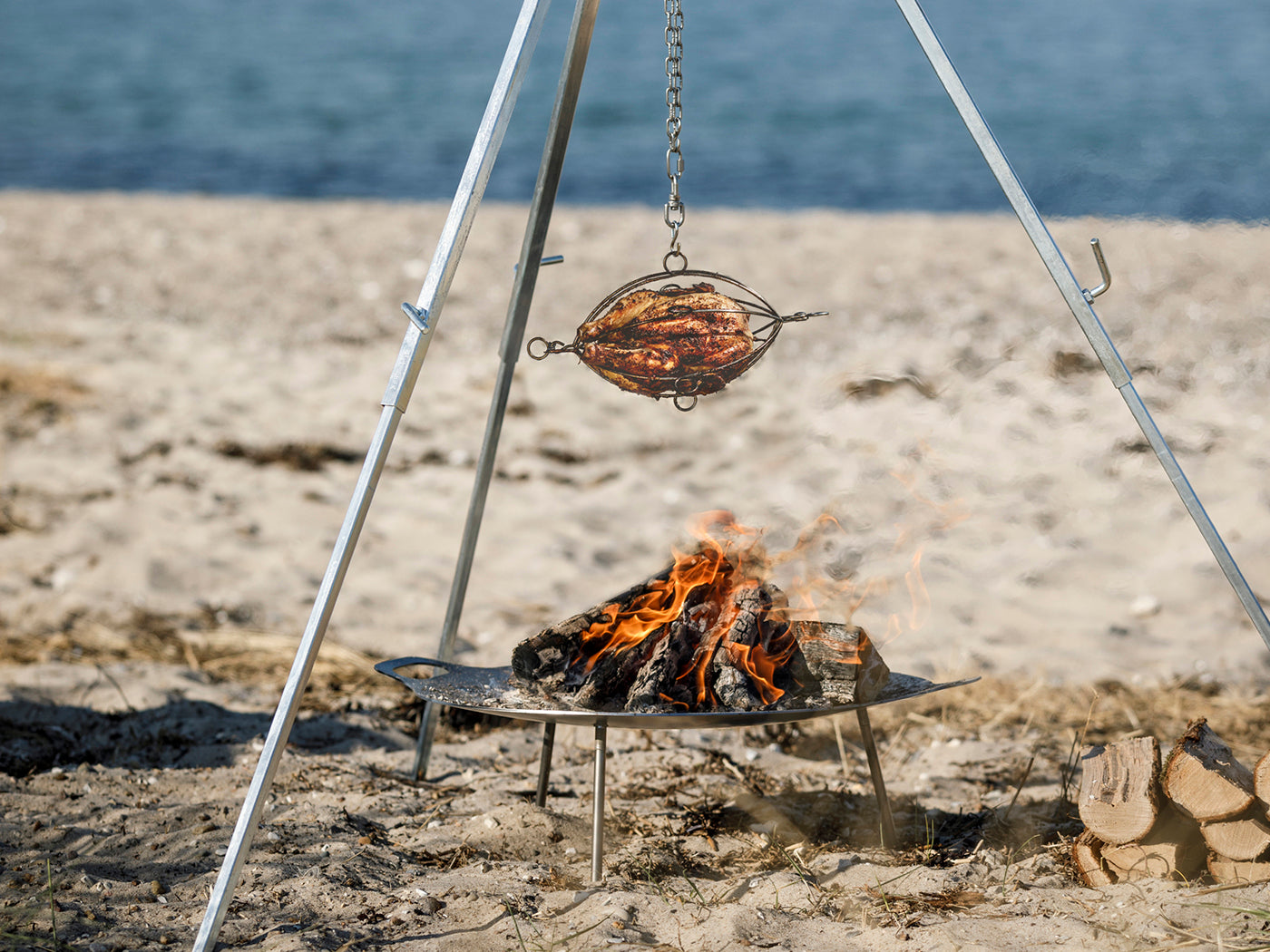 Petromax gevogelte Grillmand voor de driepoot -vuurbrug Vuurbak.