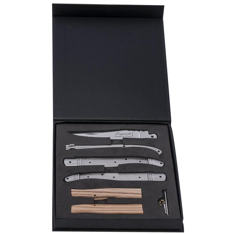 Style de Vie Laguiole zakmes met aanzetstaal en leren holster Vuurbak.