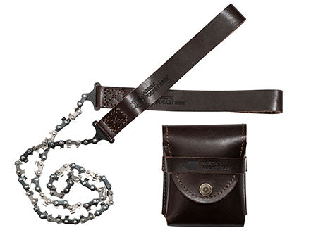 The Nordic pocket saw. Premium leer Vuurbak.