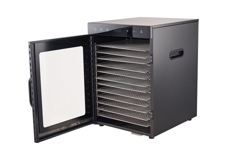 2de keus! met garantie, Wartmann 12 laags! Droogoven / WM-2512 DH / 12 laden / zwart roestvrijstaal met gratis droogrek - Dehydrator