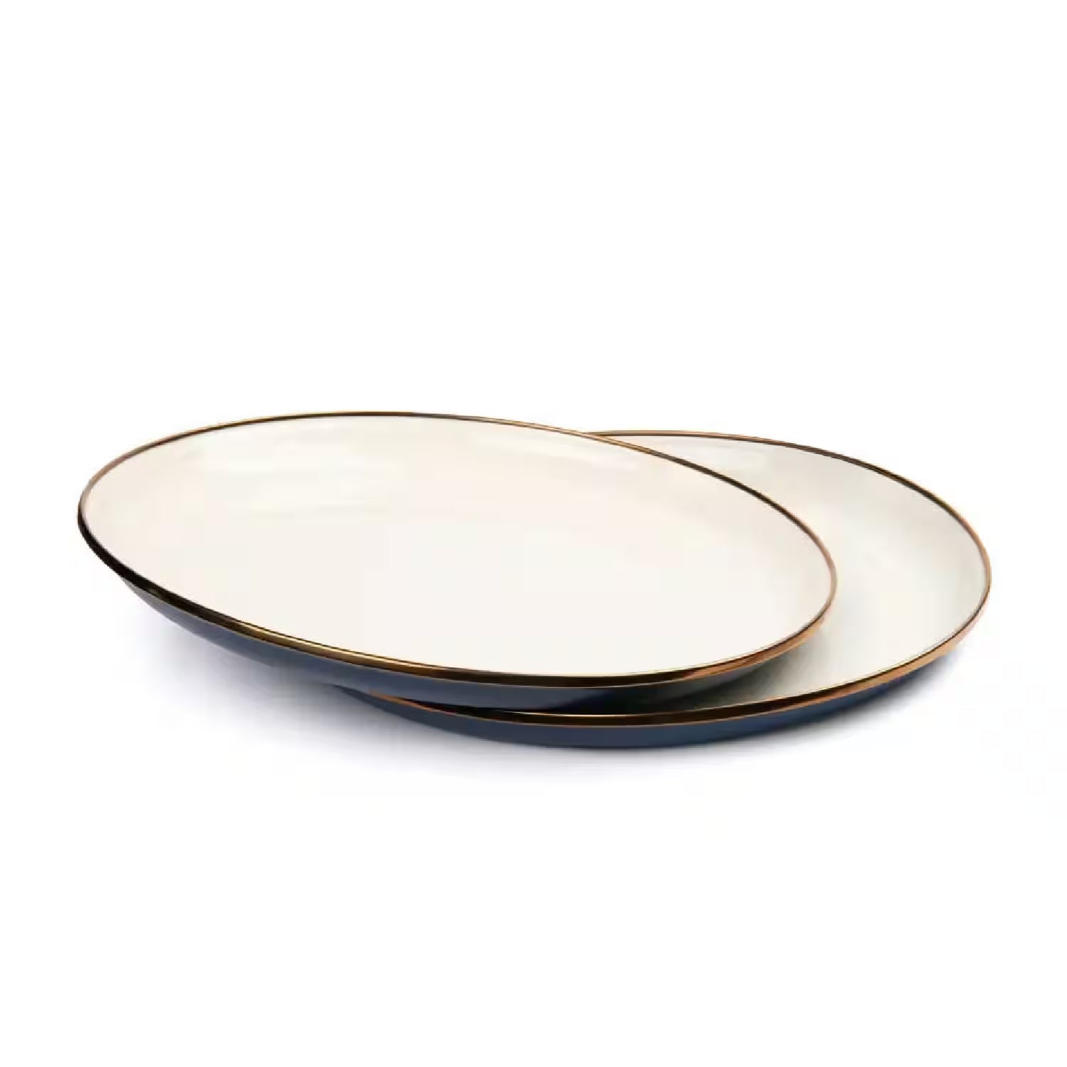 Barebones Dinerbord-PLATE/Emaille 2-TONE OLIVE of Indigo (set van 2 stuks)