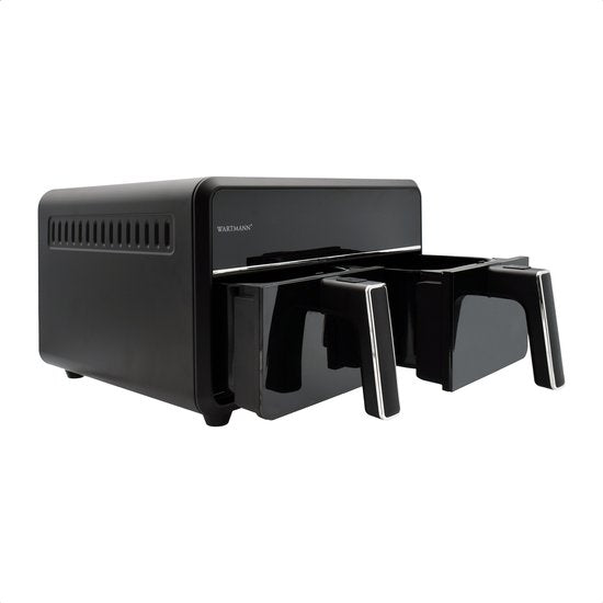 Wartmann Dubbele Airfryer XXL 11L - PFAS-vrije Heteluchtfriteuse - Infrarood - Dual Zone - 2 x 5.5L - 40–200°C - 8 Kookprogramma's - 2850W - WM-2511 AF - Zwart