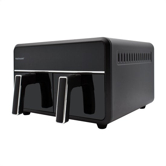 Wartmann Dubbele Airfryer XXL 11L - PFAS-vrije Heteluchtfriteuse - Infrarood - Dual Zone - 2 x 5.5L - 40–200°C - 8 Kookprogramma's - 2850W - WM-2511 AF - Zwart