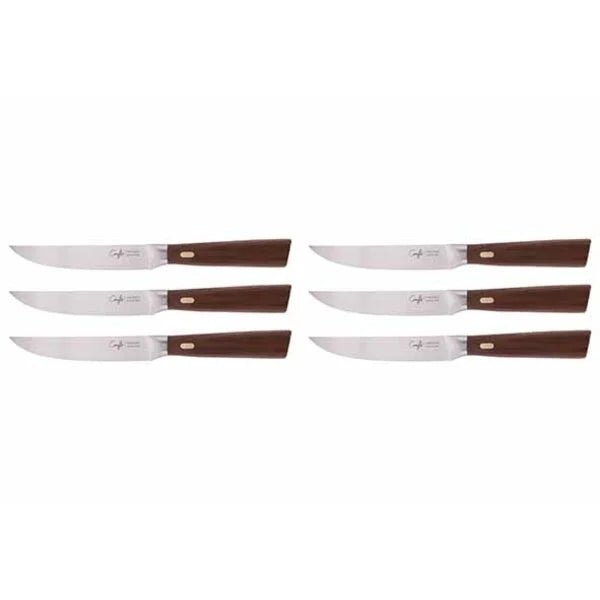 Couteaux & Co Steakmes set 6 stuks 12cm Walnoten Handvat