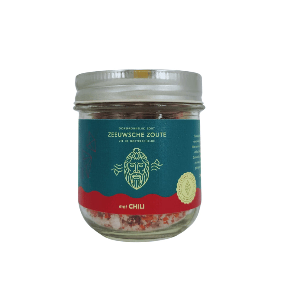 Zeeuwsche Zoute - glazen pot chili zout 100 gram